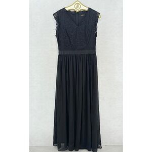 Dressystar Black Lace Chiffon Maxi Gown XL Sleeveless Formal Evening Dress Goth